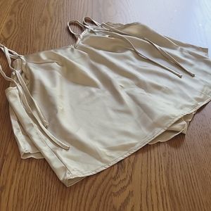 NWOT Satin Champagne Shoulder-Tie Cami Sleep Set Size L